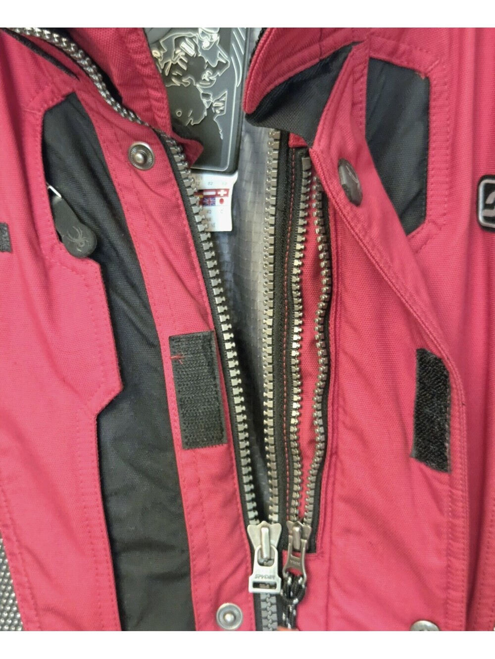 Spyder Racing Ski Jacket Mens Large Red Black Thinsulate Hooded Winter Coat Vtg - Picture 3 of 9